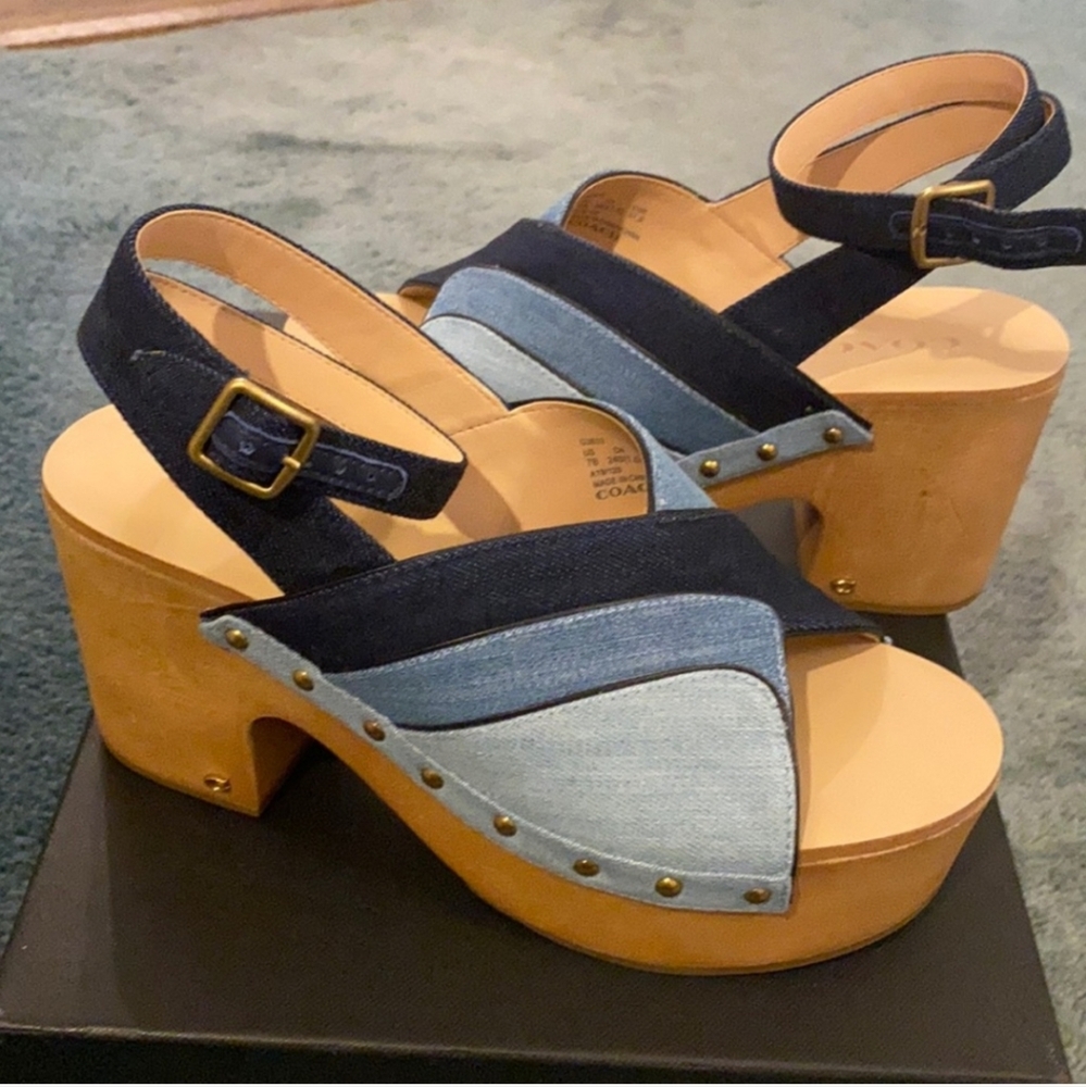 Coach Denim Mules with Platform Heel